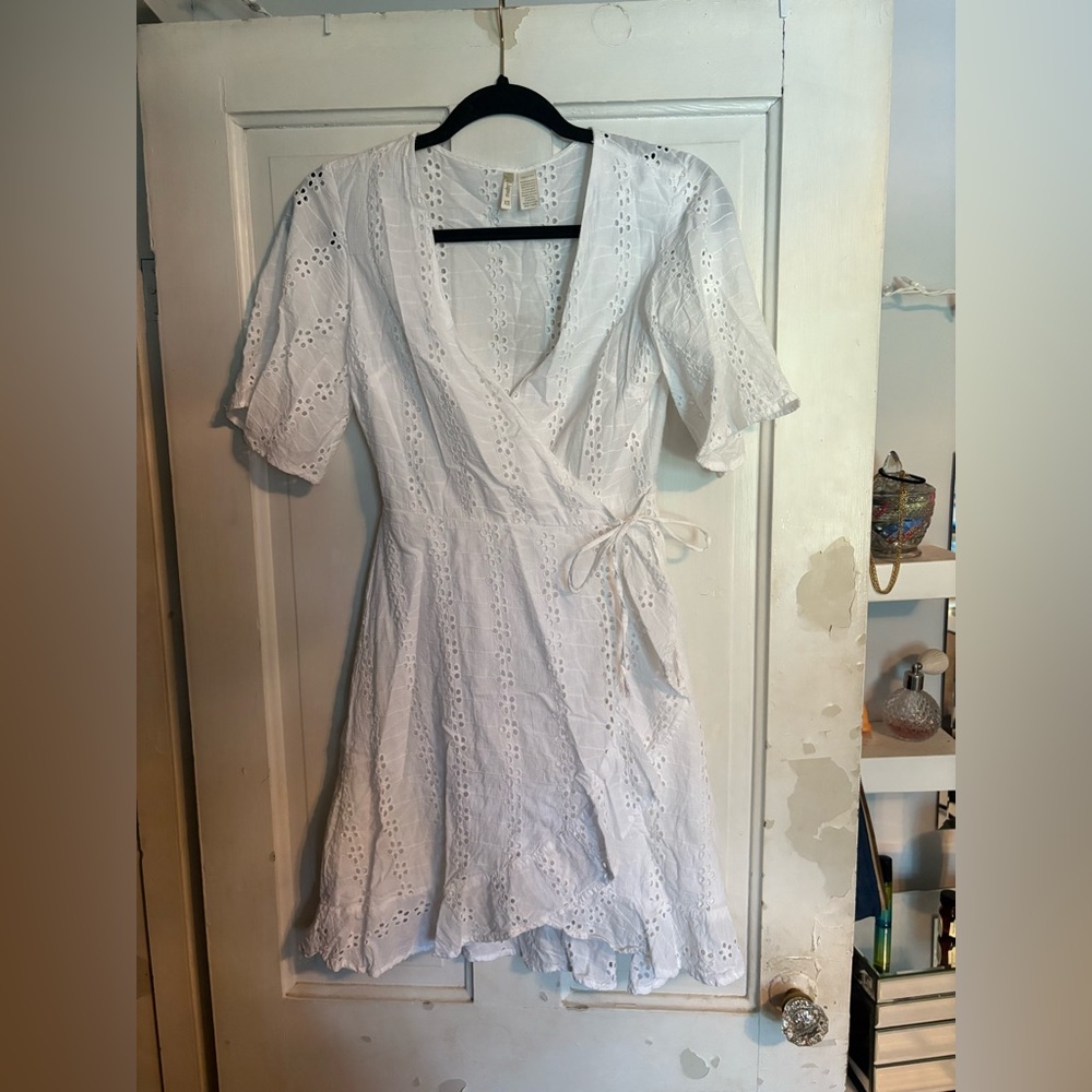 Japna White Eyelet Midi Dress